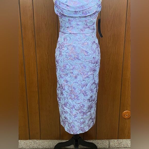 Aidan Mattox Metallic Floral Jacquard Dress size 2 - Picture 6 of 11